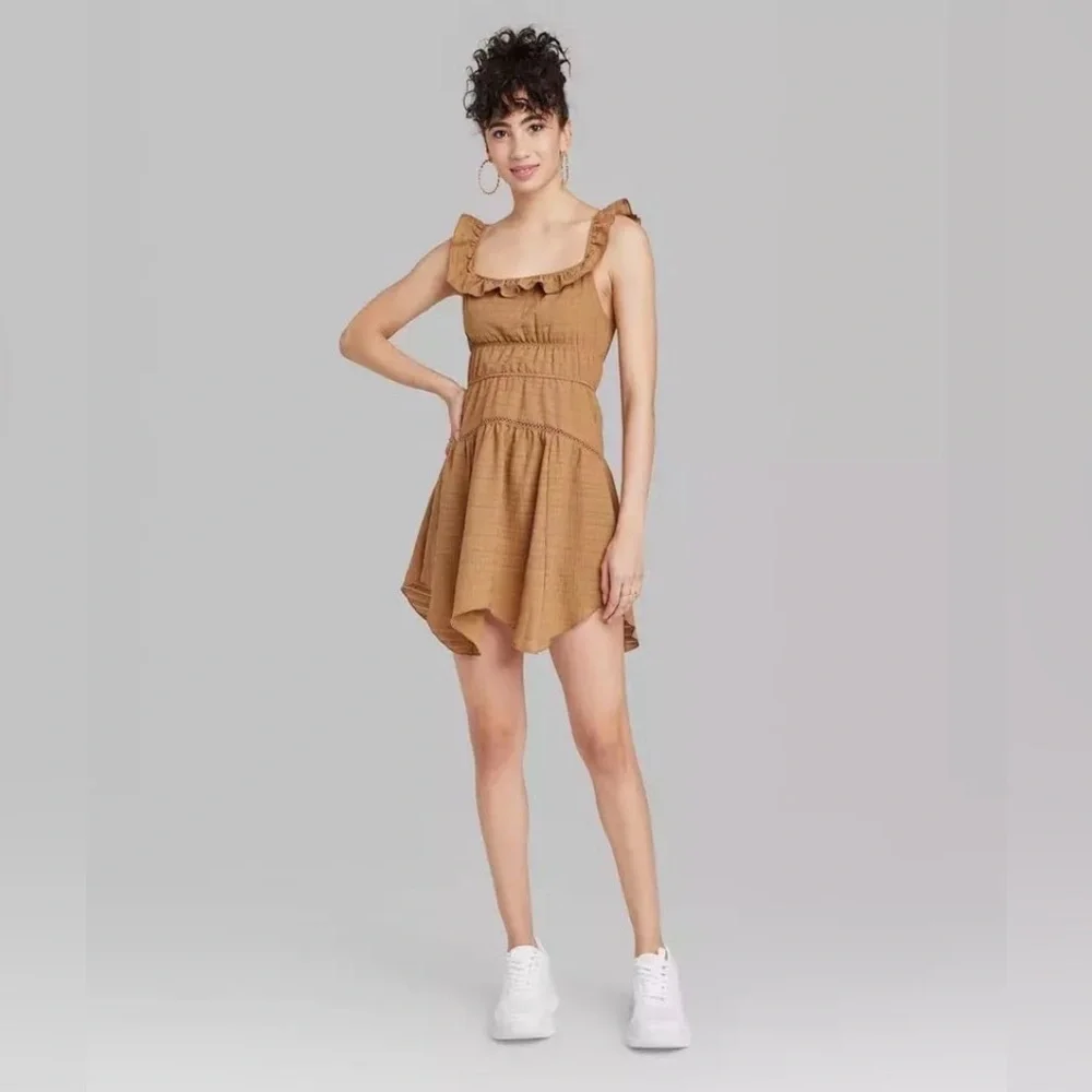 fable tiered mini dress Womens Wild Fable Beige Tiered Mini Dress